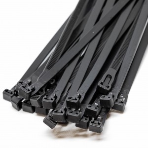 7.6mm x 400mm Black Releasable Cable Ties 100pcs 
