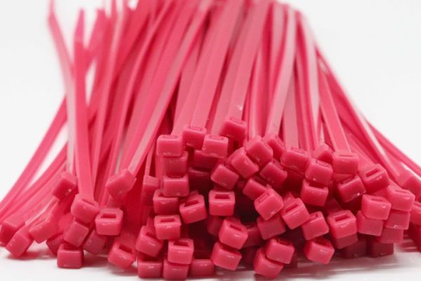 4.8mm x 200mm Pink Cable Ties 100pcs